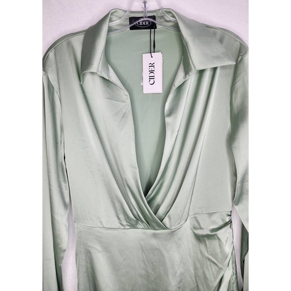 Dirty Martini Long Sleeve Pale Green Mini Dress by Cider Women's Size Large - Picture 3 of 11
